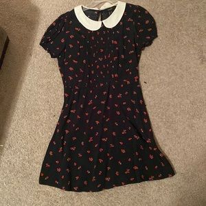 Black dress with red roses